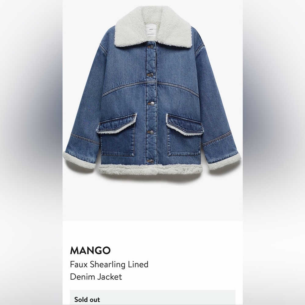 NWT Mango oversized faux shearling-lined jacket (phoebe), xs